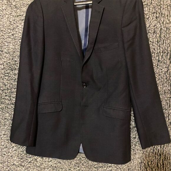Zara Men's Black Check Slim Fit Blazer Size Small Formal Single-Breasted - Picture 1 of 12